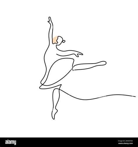 Continuous One Single Line Of Woman Ballerina Dancing Isolated On White