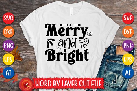 Merry And Bright Svg Design Graphic By Megasvgart Creative Fabrica