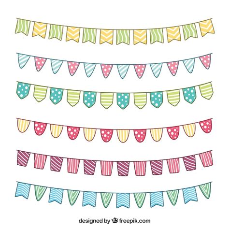 Free Vector Pack Of Hand Drawn Buntings