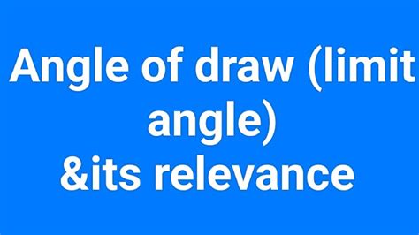 Angle Of Draw Its Relevance In Subsidence YouTube