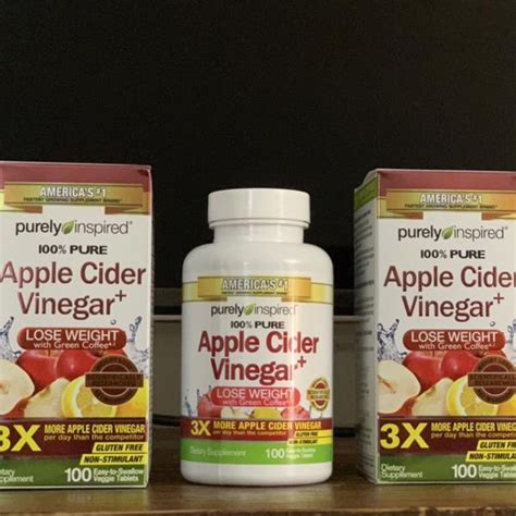 Purely Inspired Apple Cider Vinegar With Green Coffee 100 Tablets Glutenfree Weightloss