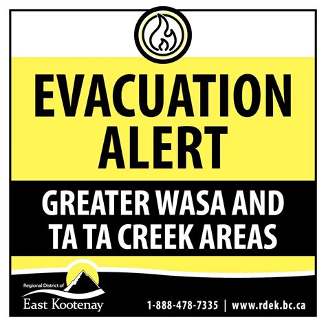 Evacuation Alert Issued For Greater Wasa Area Ta Ta Creek Areas Wild