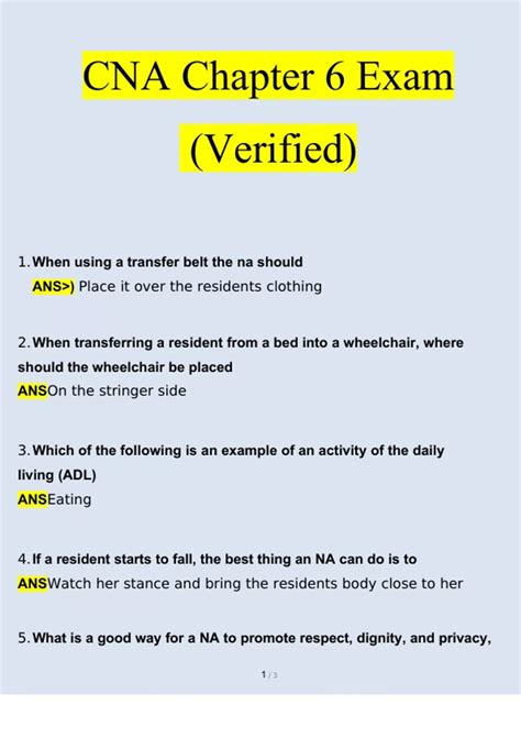 CNA Chapter 6 Exam Questions and Answers (2024 / 2025) (Verified