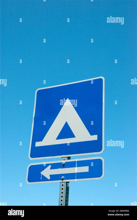 Tent Camping Sign On Highway For Travelers And Vacation Of Drivers And