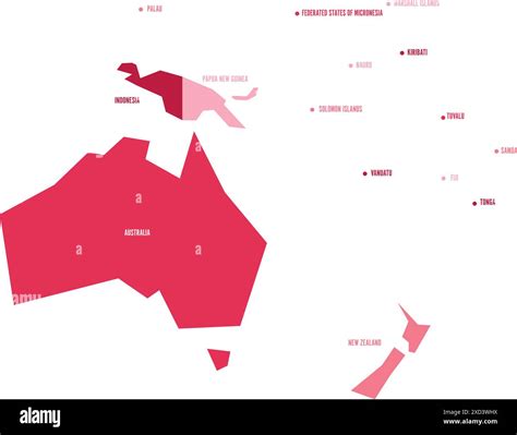 Very Simplified Infographical Political Map Of Australia And Oceania