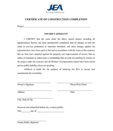 Free Certificate Of Completion Construction Templates