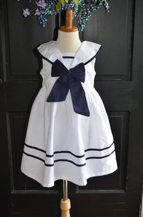 Nautical Sailor Dress White Navy Blue Dress Navy Sailor Dress Nauti