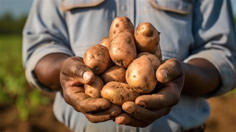 Premium AI Image Male Farmer Holding A Potato Crop In His Hands