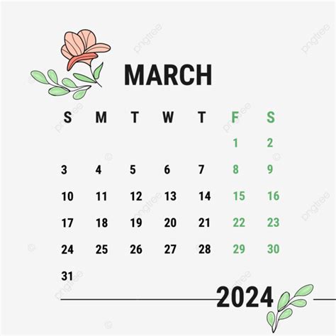 Calendario Marzo 2024 Vector Png Dibujos Marcha 2024 Marzo 2024 Png