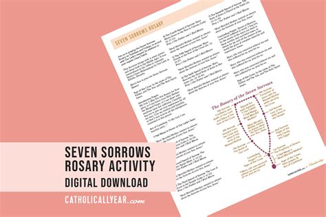 Seven Sorrows Rosary Activity {digital Download} The Catholic All Year Marketplace