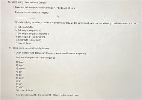 Solved Using String Class Methods Length Given The Chegg