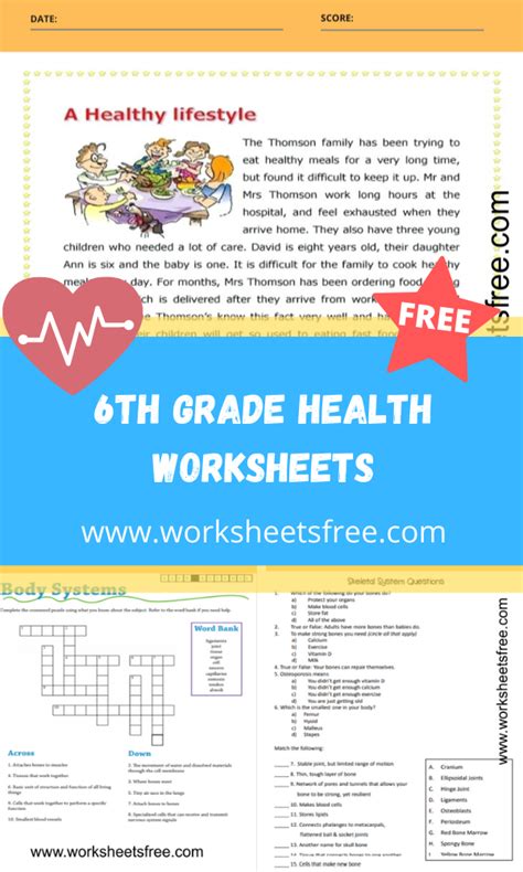 6th Grade Health Worksheets Worksheets Free