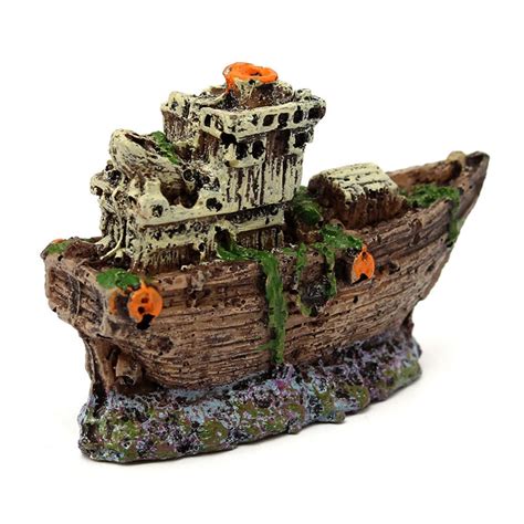 Aquarium Ornament Pirate Sunk Ship Shipwreck Boat Fish Tank Waterscape