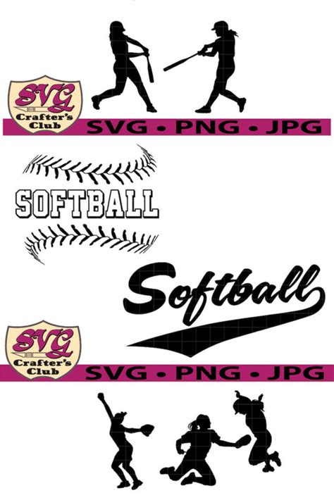 Softball Player Bundle With Text And Softballs Clipart Svg Masterbundles