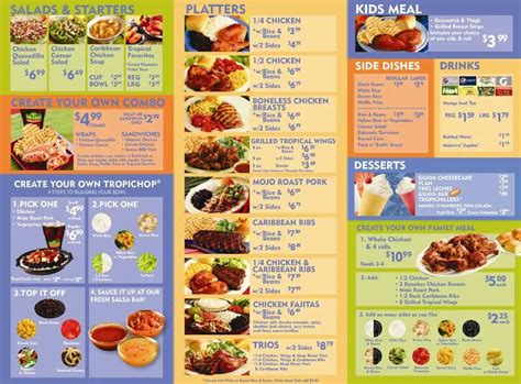 Menu at Pollo Tropical fast food, Miramar, NW 2nd Ave