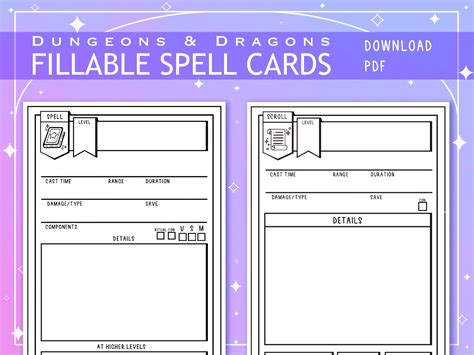 Blank Illustrated Pdf Spell And Scroll Cards For Dungeons And Dragons