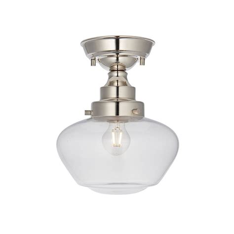 Edit Lighting 49295 Edit Boot Single Light Semi Flush Glass Ceiling Fitting In Polished Nickel