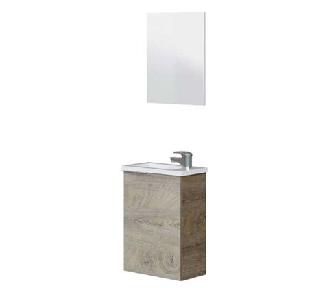 Meuble Lave Main 40 Cm 1 Porte Battante Miroir Chêne Plimi Toute