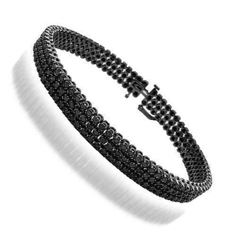 14k Solid Gold Black Rhodium Plated Mens Black Diamond Bracelet 1050 Avianne Jewelers