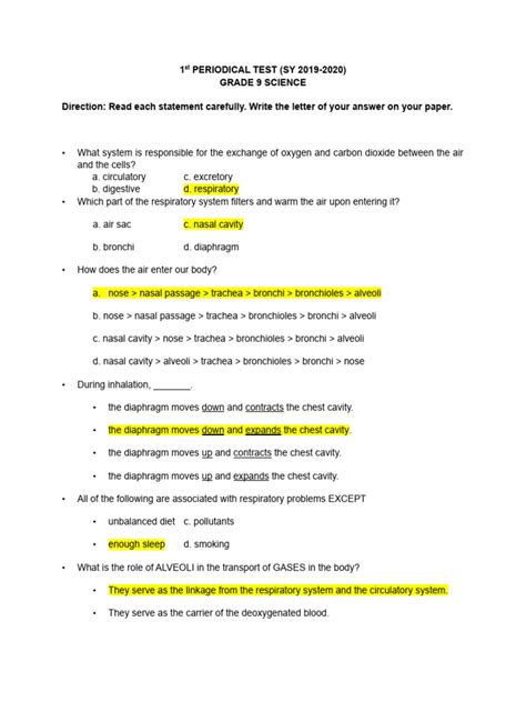 1st Periodic Test Science 9 Pdf