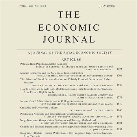 新刊速递 Ej：economic Journal 经济杂志 2024年第02期 目录 及 内容提要 知乎