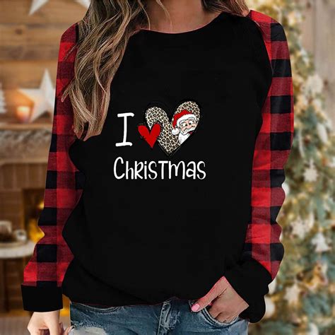 LIBRCLO Merry Christmas Shirts for Women Christmas Tree Sweatshirts ...