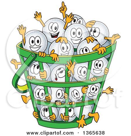 Clipart Of Golf Ball Sports Mascot Characters In A Basket Royalty