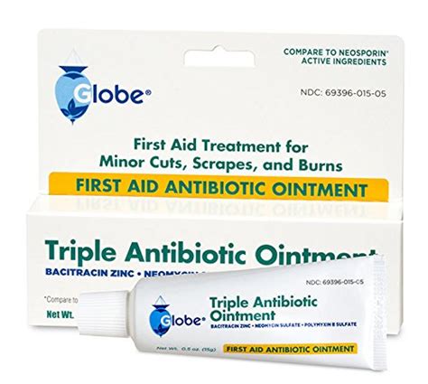 Globe Triple Antibiotic First Aid Ointment 05 Oz 4 Pack 24 Hour Infection Protection