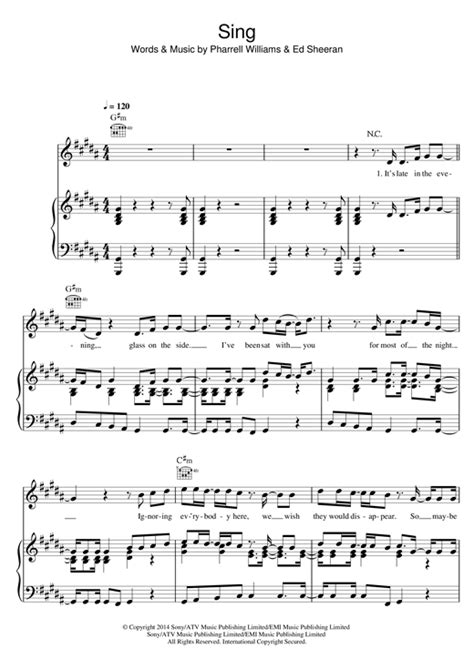 Ed Sheeran "Sing" Sheet Music for Guitar Chords/Lyrics | Download PDF ...