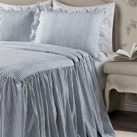 Ticking Stripe 3 Piece Bedspread Set