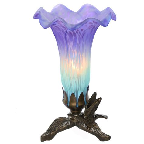 River Of Goods In Purple And Blue Handpainted Glass Lily Lamp With