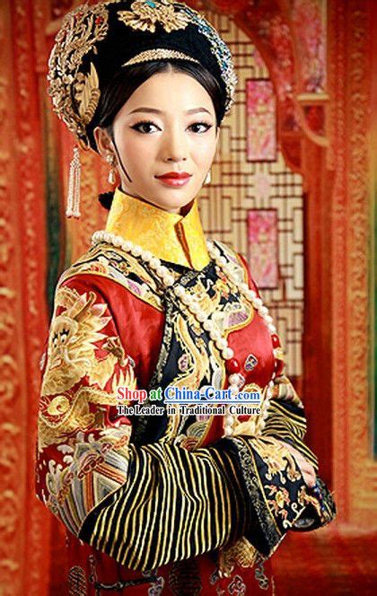 China Qing Dynasty Manchu Queen Garment Costumes Ancient Imperial