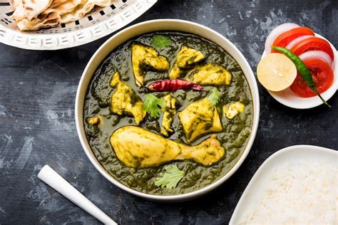 Premium Photo Palak Or Spinach Chicken Or Murg Saagwala Served In A