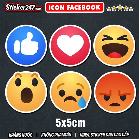 Sticker icon 6 biểu tượng cảm xúc facebook 🌈𝑭𝒓𝒆𝒆𝒔𝒉𝒊𝒑 nút like, vui ...