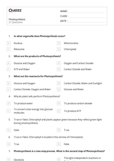 50 Photosynthesis Worksheets On Quizizz Free And Printable