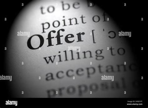 Fake Dictionary Word Dictionary Definition Of Offer Stock Photo Alamy