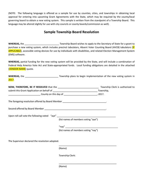 Printable Board Resolution Sample Forms And Templates Images