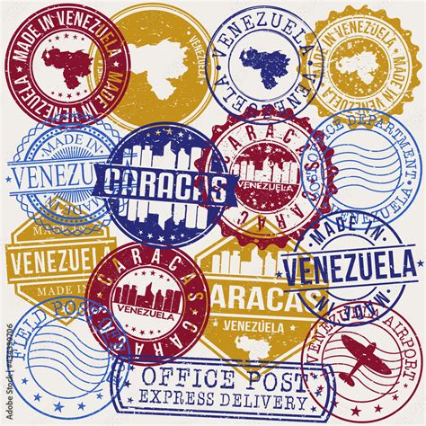 Caracas Venezuela Set Of Stamps Travel Stamp Made In Product Design