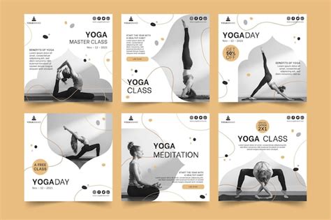 Free Vector | Yoga instagram posts template