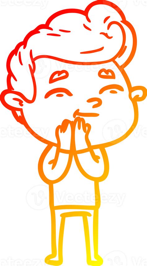 Warm Gradient Line Drawing Happy Cartoon Man 39914175 Png