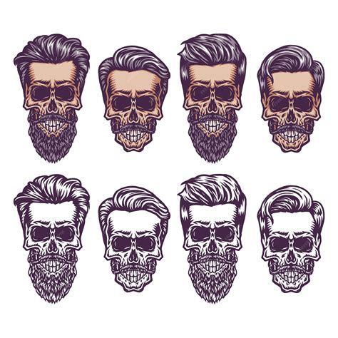 Premium Vector Vintage Skull With Hair Style Hand Drawn Line With