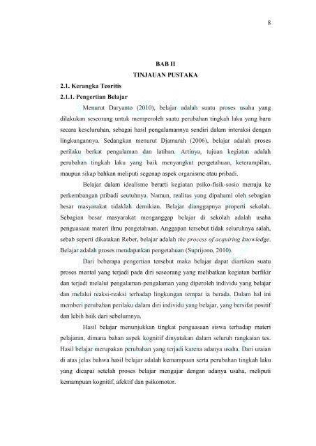 8 BAB II TINJAUAN PUSTAKA 2 1 Kerangka Digilib UNIMED