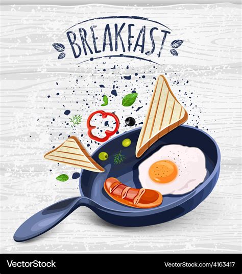 Breakfast Poster Royalty Free Vector Image Vectorstock