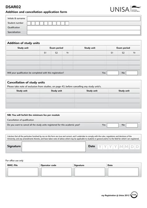 Unisa Dsar02 Form Fill Out Printable PDF Forms Online