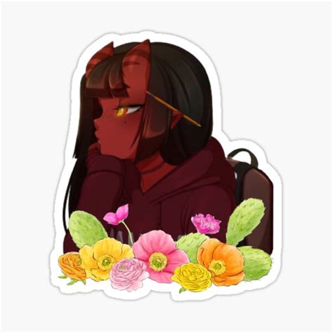 Meru The Succubus Flowers Sticker For Sale By Jamai27 Redbubble