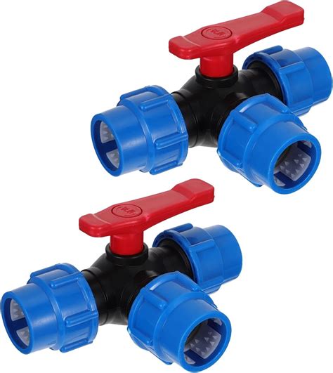 2 Pcs Three Way Ball Valve Water Hose Sprayer Irrigation Fitting Kit 3 Way Ball