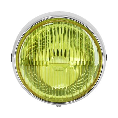 Phare Projecteur Cyclo Universel Rond Noir Entourage Chrome Vitre Jaune