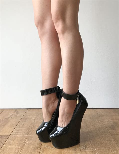 Zora Fetish Heelless Hoof Sole Platform Pump Lockable Padlock Strap Pa