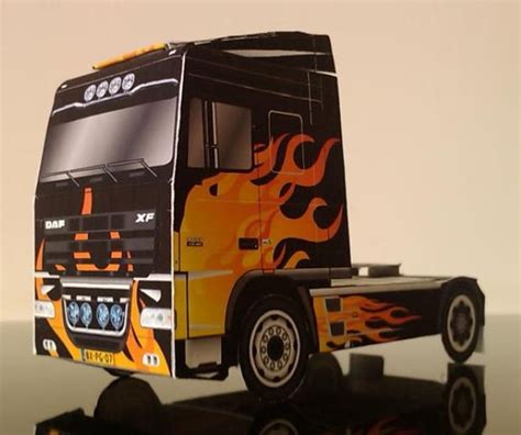 Papermau Daf Xf Sc Truck Paper Model With Flame Textures By Bouwplaat