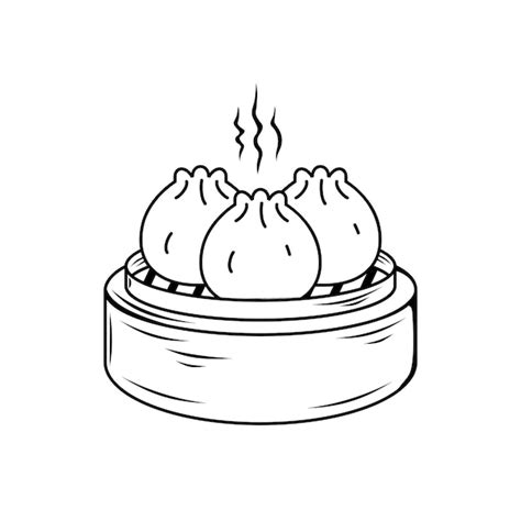 Handgezeichnete Linie Kunst Dim Sum Chinesische K Che Illustration